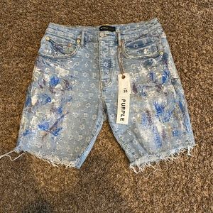 Purple Brand Paint over Monogram denim shorts